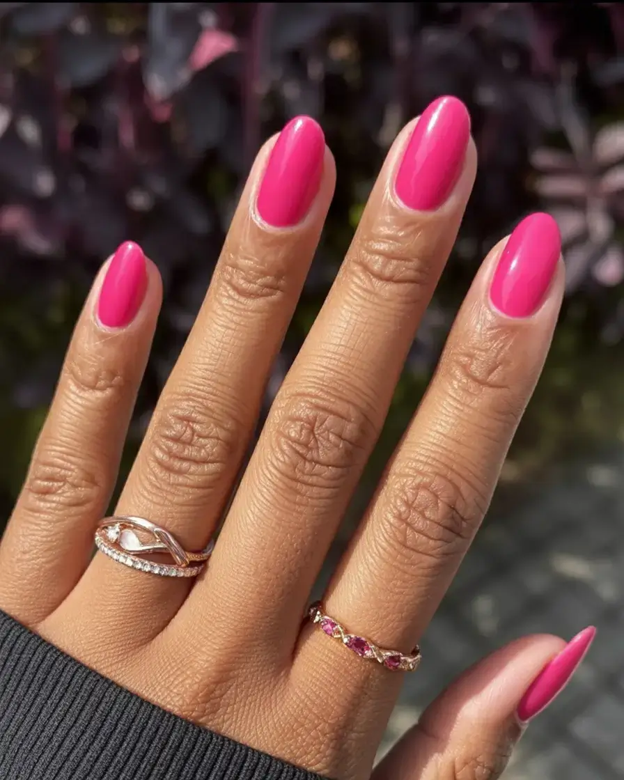 vibrant spring nail design 2026 Classic Bold Pink Revival