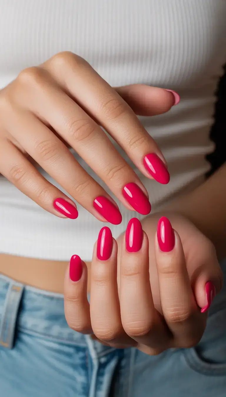 vibrant spring nail design 2026 Hot Pink But Make It Classy