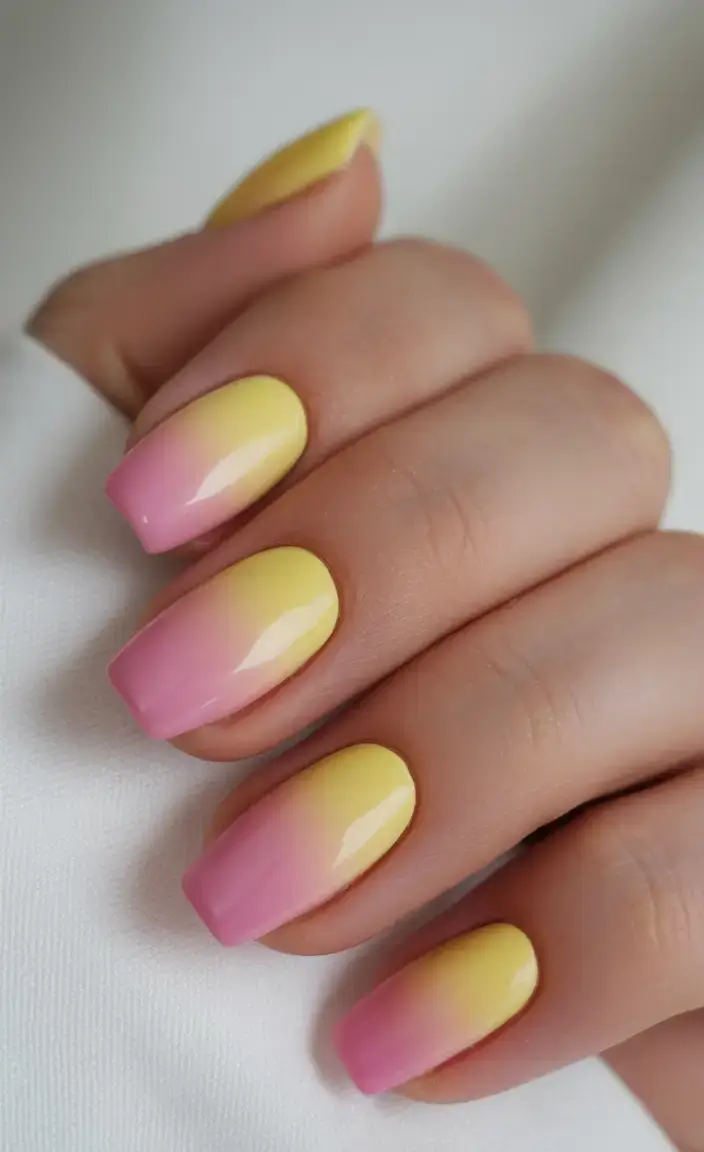 vibrant spring nail design 2026 Sunset Sorbet Gradient
