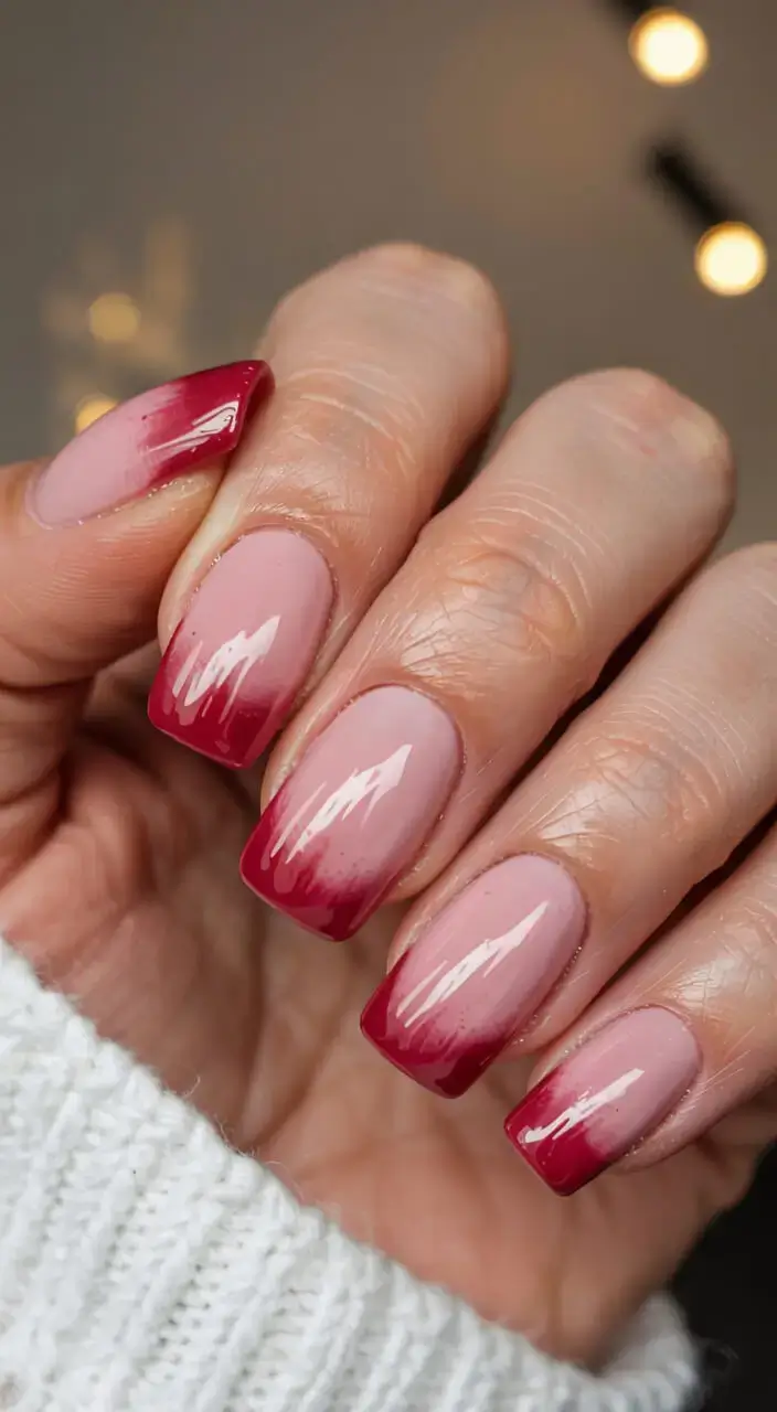 april nails colours spring 2026 Cherry Red Gradient French Tips