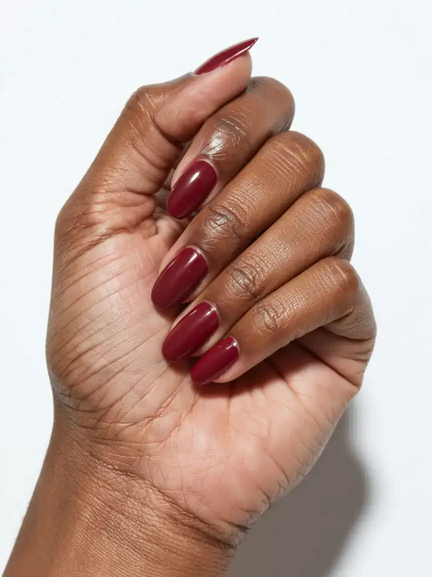 april nails colours spring 2026 Glossy Burgundy Nails for Elegant Contrast