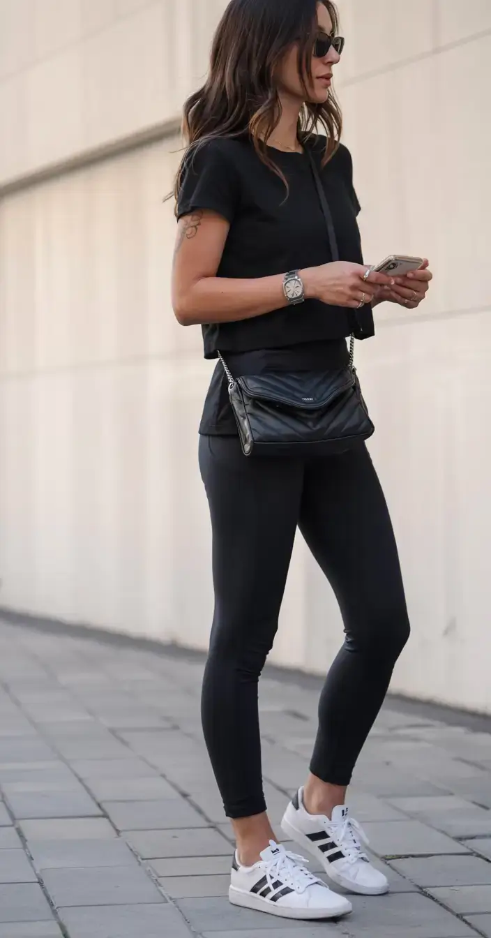 april outfits ideas spring 2026 Minimalist Black Athleisure That Always Works