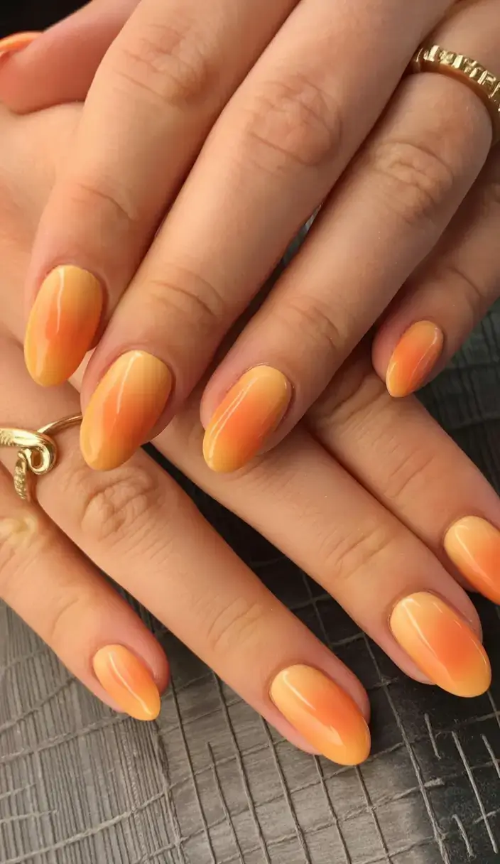beautiful spring aura nails 2026 Golden Orange Aura Nails Inspired by Spring Sunsets
