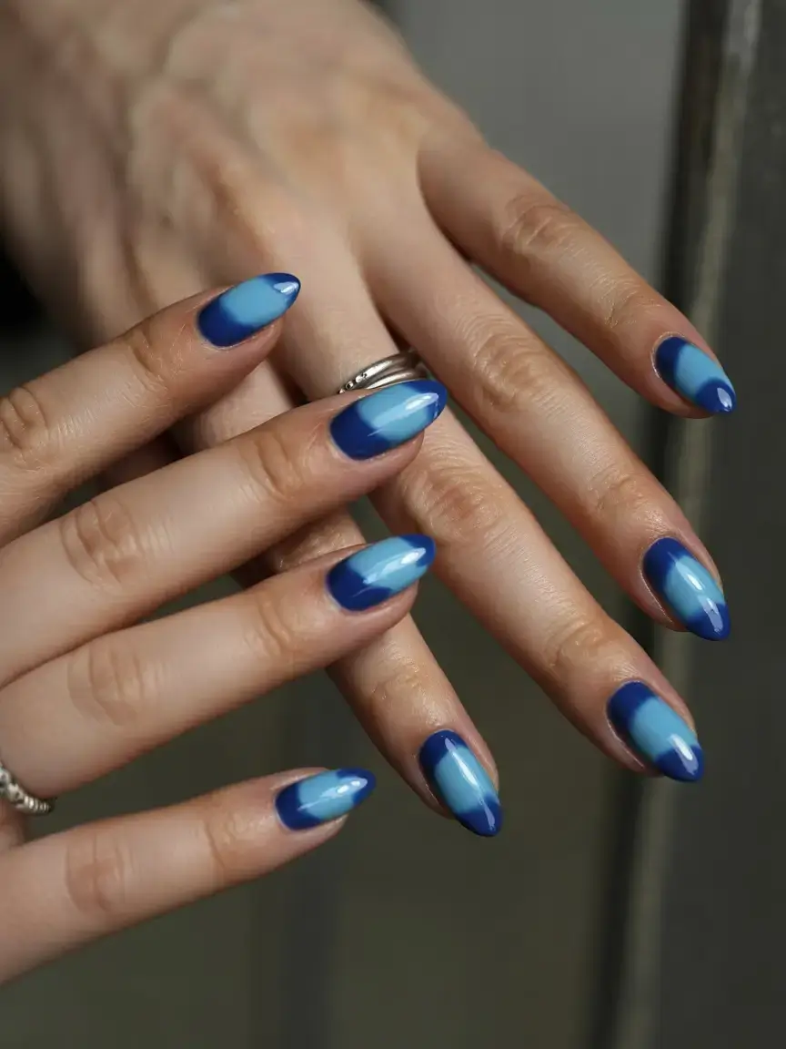 beautiful spring aura nails 2026 Electric Blue Aura Nails with a Futuristic Glow