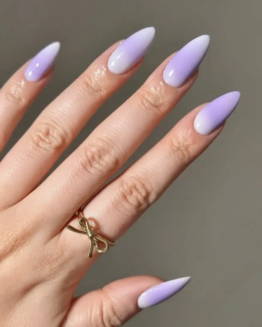 beautiful spring aura nails 2026 Soft Lilac Almond Nails for a Clean Spring Look
