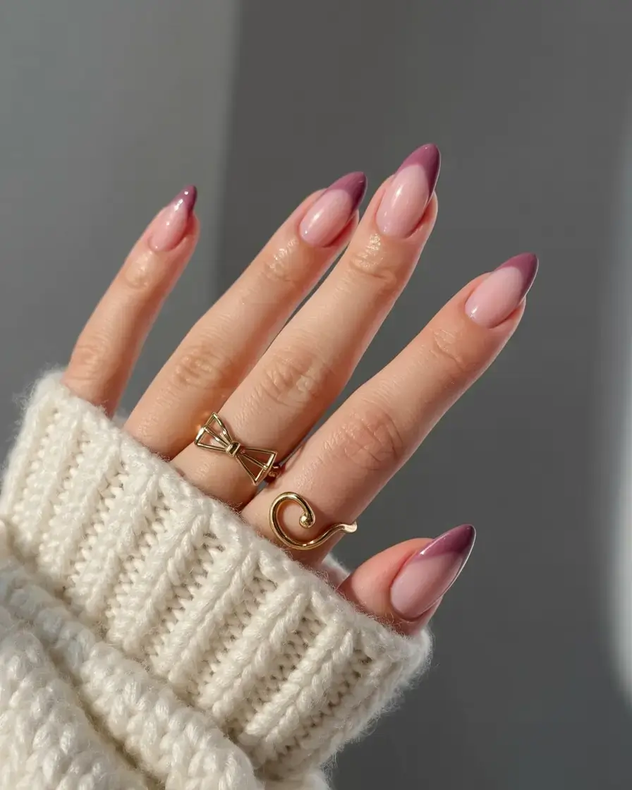 beautiful spring aura nails 2026 Soft Mauve French Fade with a Romantic Aura