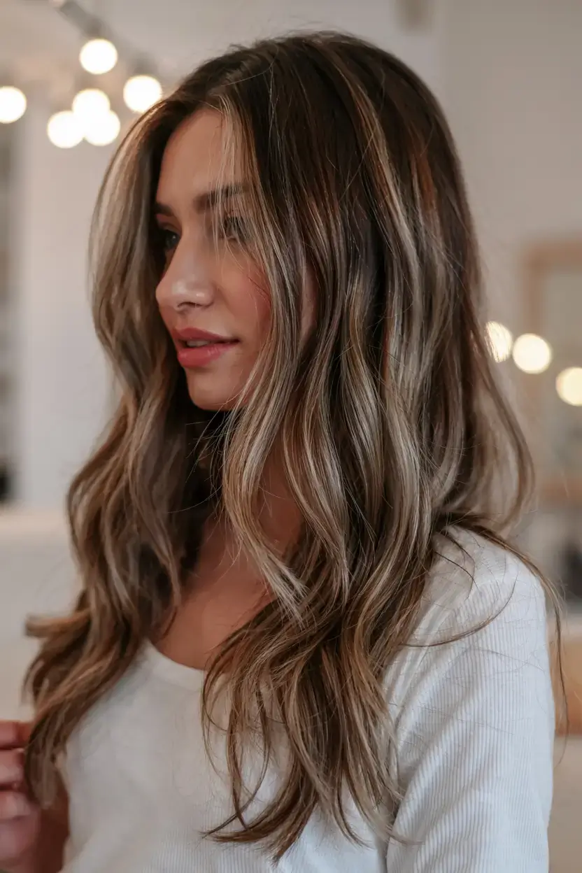 chic spring ash brown hair color 2026 Glossy Ash Brown Layers with Natural Depth