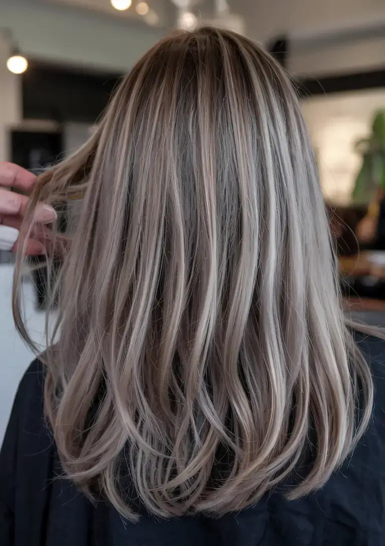 chic spring ash brown hair color 2026 Cool Ash Blonde Melt with Shadowed Brunette Roots