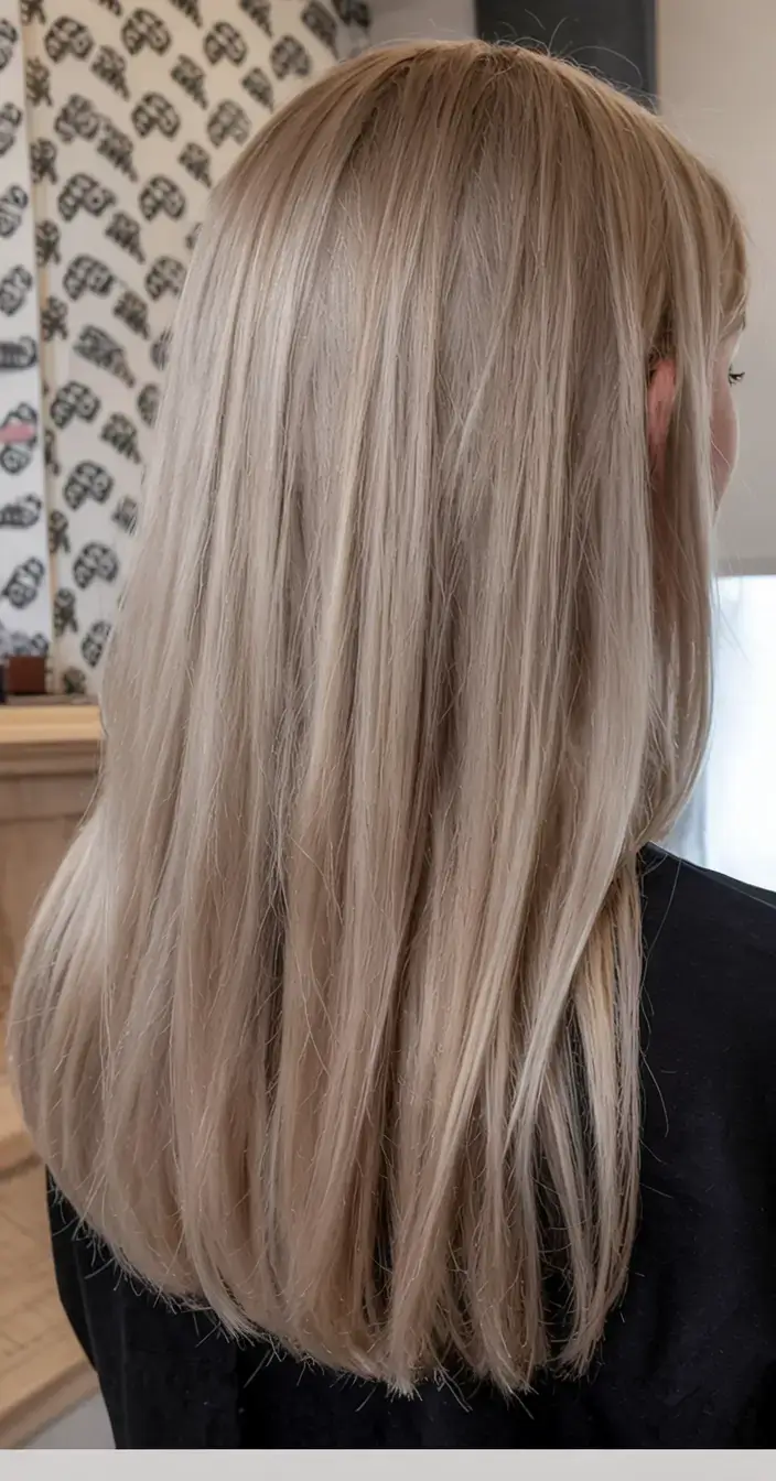 chic spring ash brown hair color 2026 Silky Ash Beige Lengths with Polished Finish