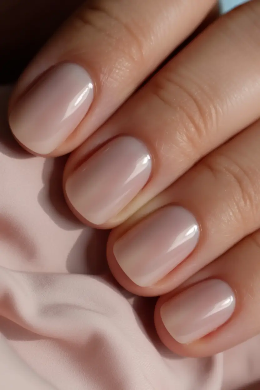 cozy short spring nails 2026 Sheer Milky Nude for Effortless Spring Minimalism