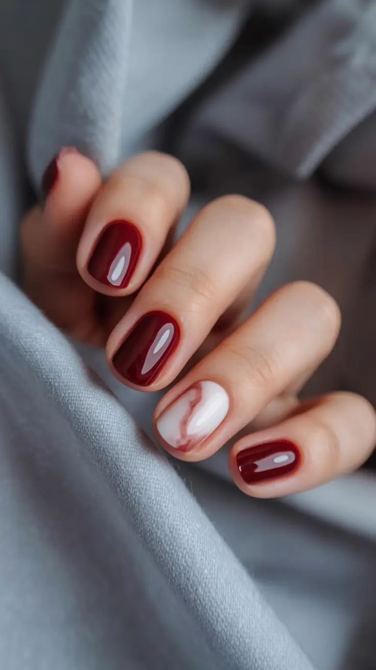 cozy short spring nails 2026 Deep Berry Minimalism for Cool Spring Evenings