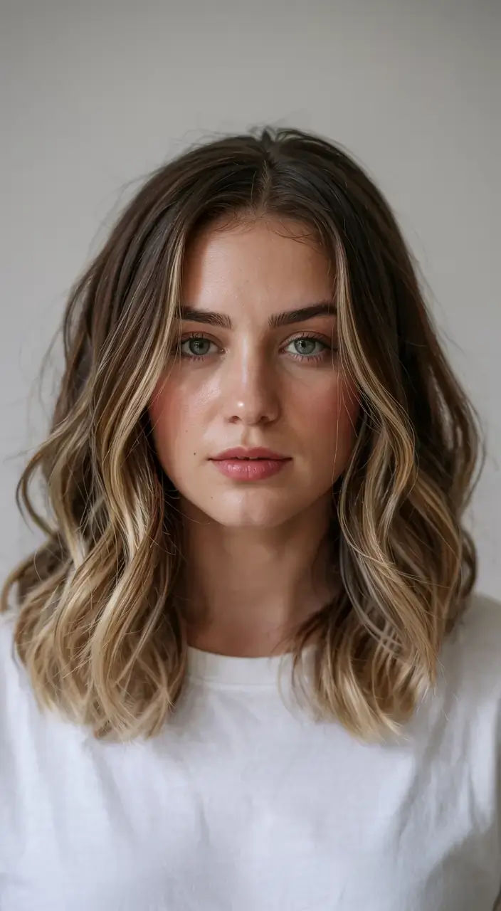 creative spring balayage hair color ideas 2026 Soft Natural Balayage on a Shoulder-Length Spring Cut
