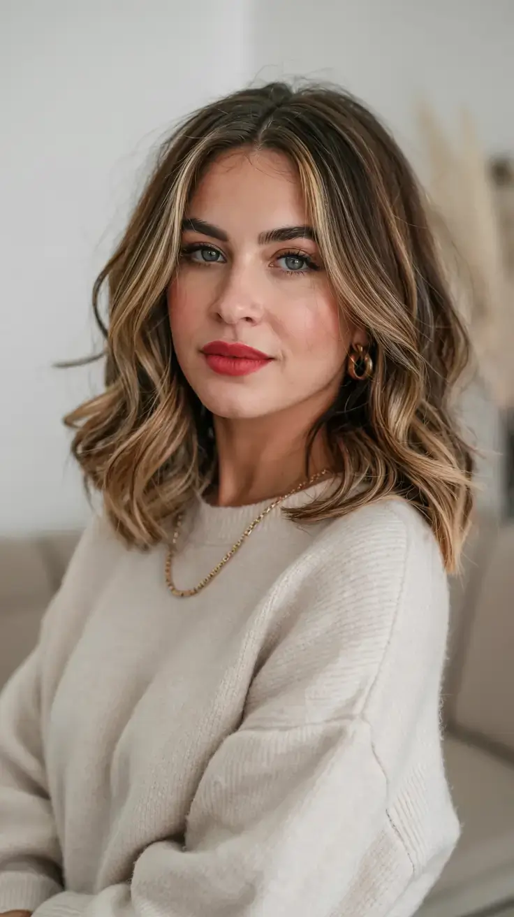 creative spring balayage hair color ideas 2026 Soft Honey Balayage Lob with Elegant Volume
