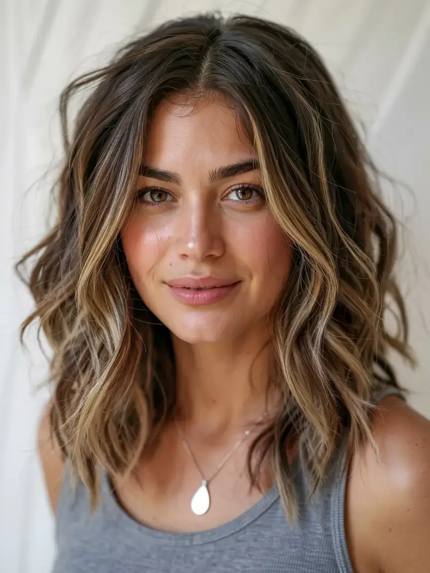creative spring balayage hair color ideas 2026 Mocha Balayage with Subtle Face-Framing Highlights