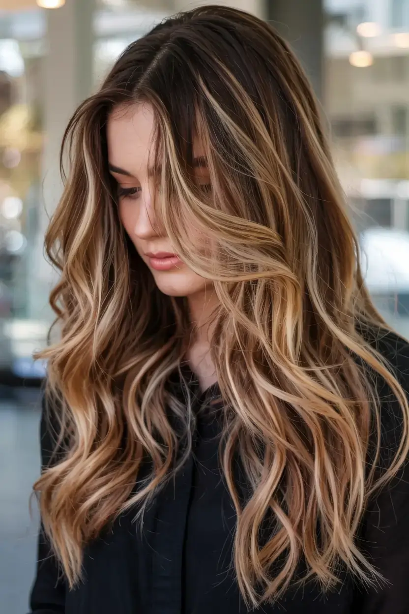 creative spring balayage hair color ideas 2026 Honey Caramel Balayage with Face-Framing Brightness