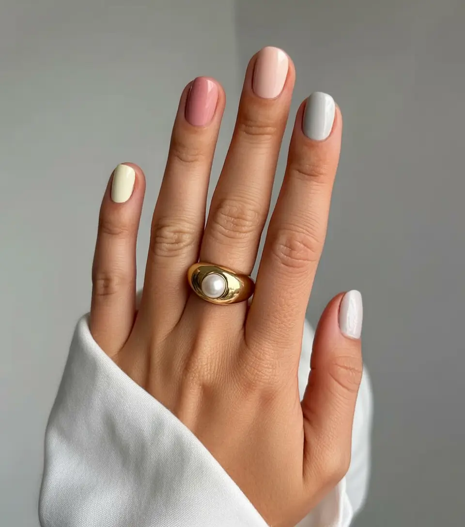 cute easter nail art ideas 2026 Soft Neutral Easter Pastel Nails for a Minimal Look