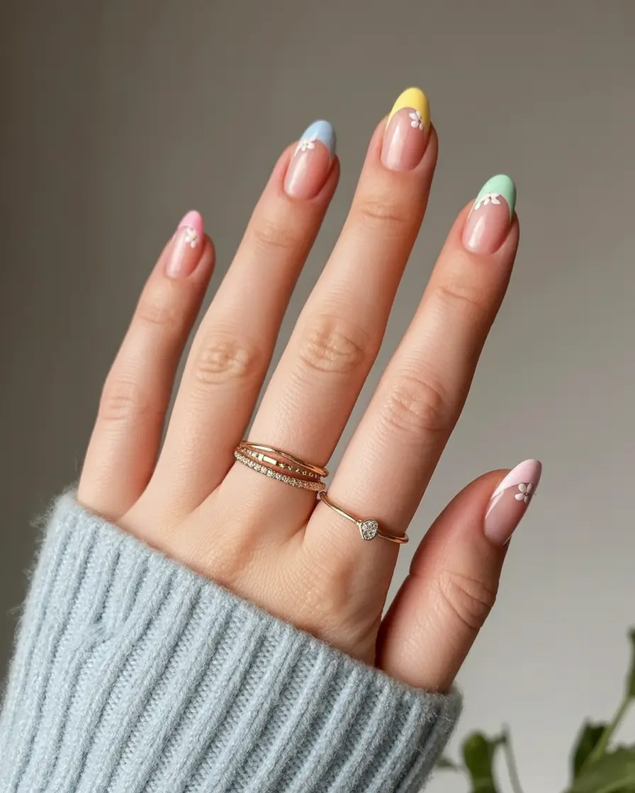 cute easter nail art ideas 2026 Pastel Daisy French Tips That Feel Like Early Spring