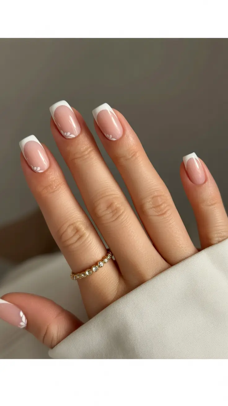 cute easter nail art ideas 2026 Minimalist Daisy French Tips for a Soft Easter Manicure