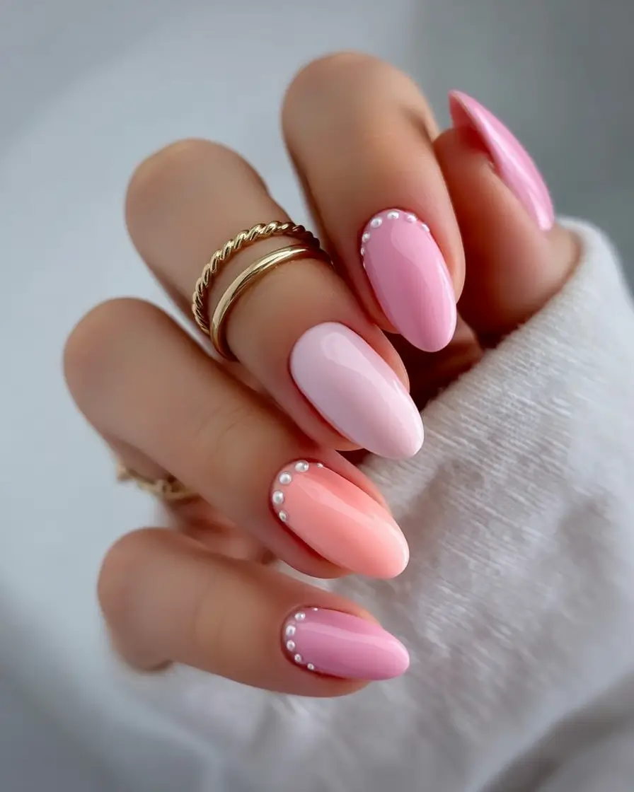 cute easter nail art ideas 2026 Elegant Pink Pastel Nails with Delicate Pearl Accents