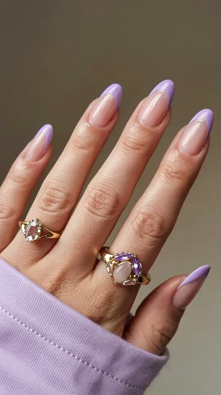 cute easy spring nail designs 2026 lavender pastel french tips