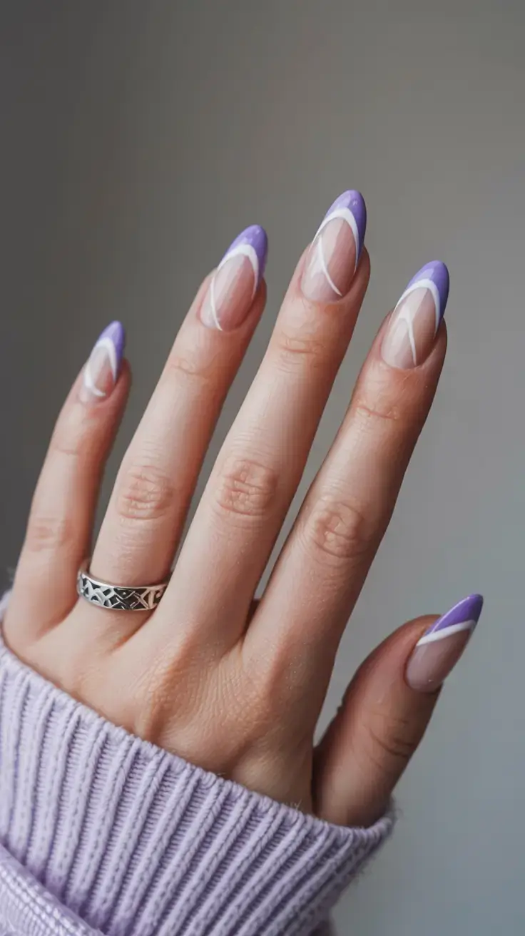 cute easy spring nail designs 2026 lavender double french tips