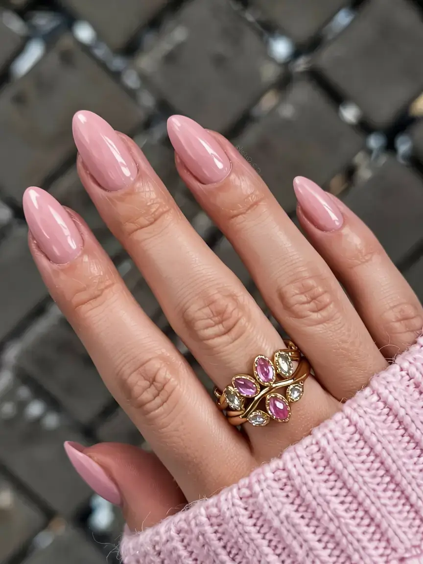 delicate spring oval nails 2026 Soft Blush Pink Oval Nails for a Timeless Spring Look