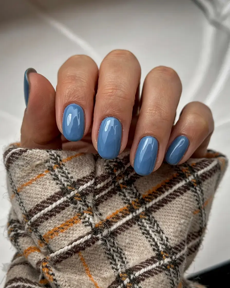 delicate spring oval nails 2026 Muted Steel Blue Short Oval Nails