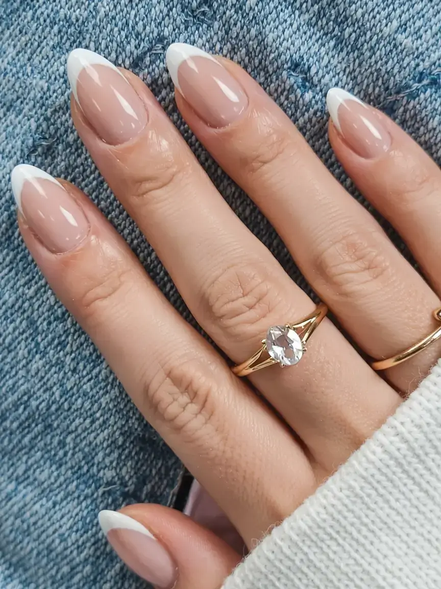 delicate spring oval nails 2026 The Timeless Soft White French for Modern Oval Nails