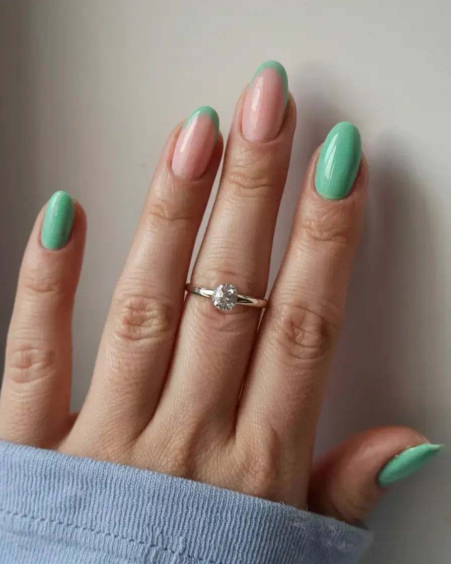 delicate spring oval nails 2026 Fresh Mint French Tips for a Light Spring Reset