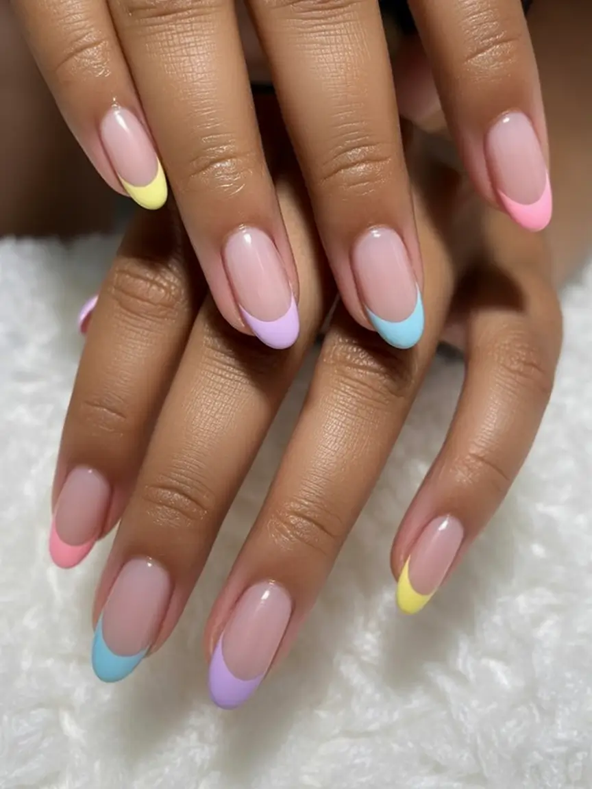 easter nails color ideas 2026 Pastel French Tips with a Playful Easter Twist