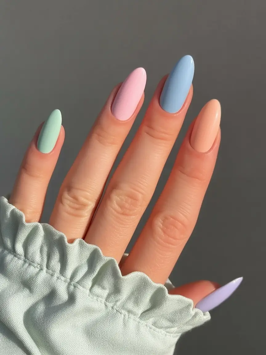 easter nails color ideas 2026 Minimalist Almond Pastels with a Modern Color Balance