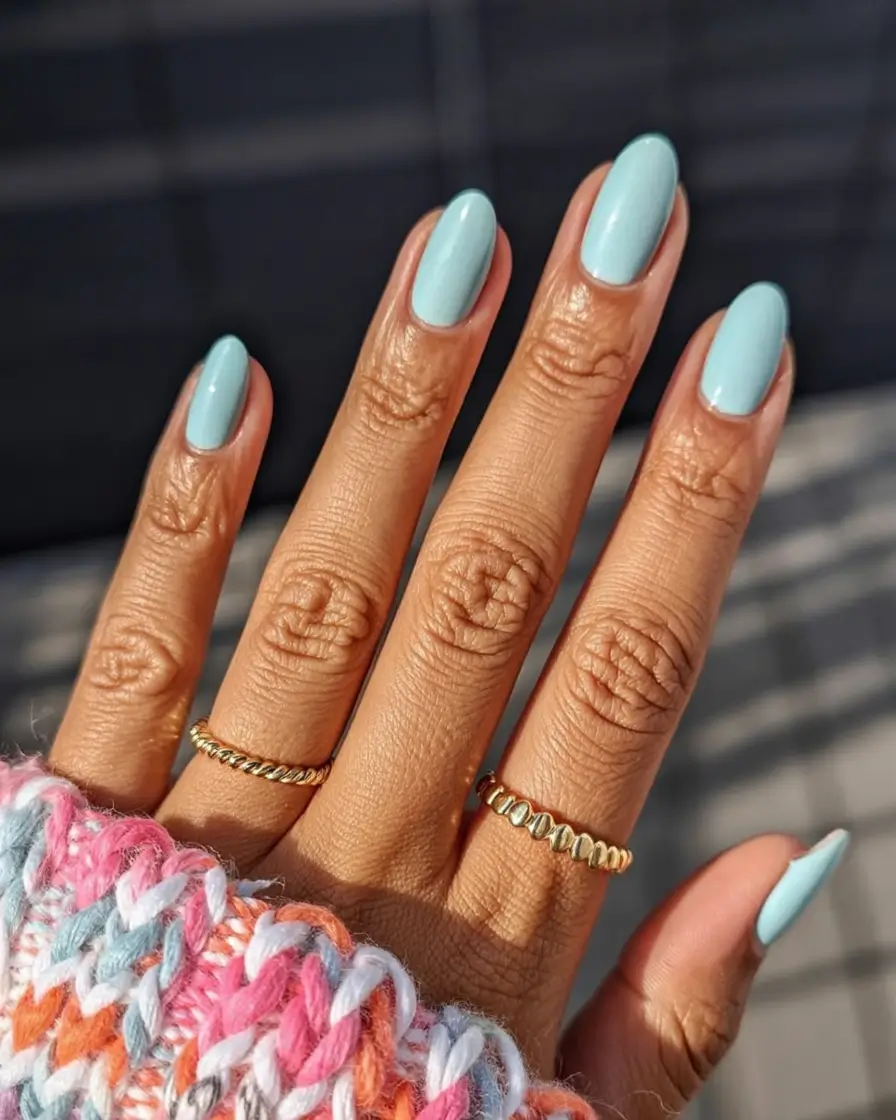 easter nails color ideas 2026 Glossy Baby Blue Nails for a Fresh Minimal Look