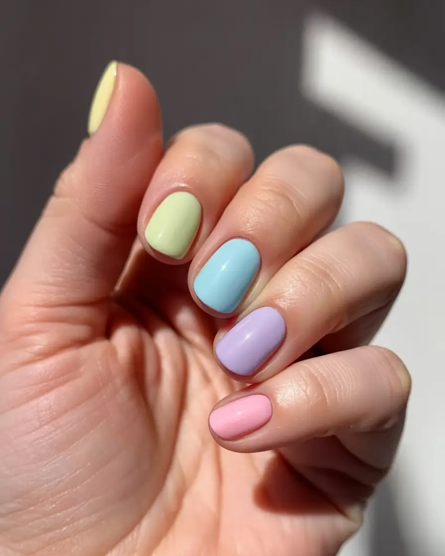 easter nails color ideas 2026 Soft Pastel Short Nails for an Everyday Easter Style