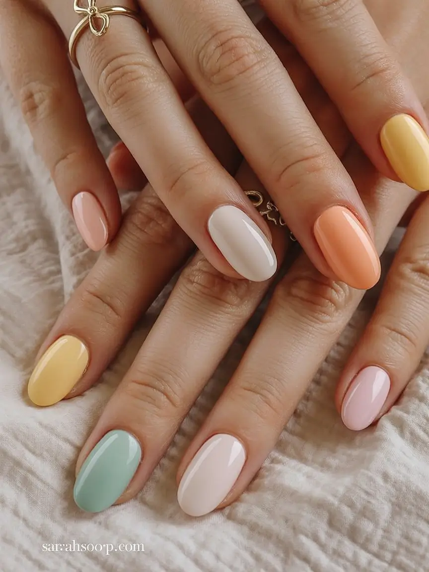 easter nails color ideas 2026 Soft Butter Yellow and Nude Nails for a Minimal Easter Look