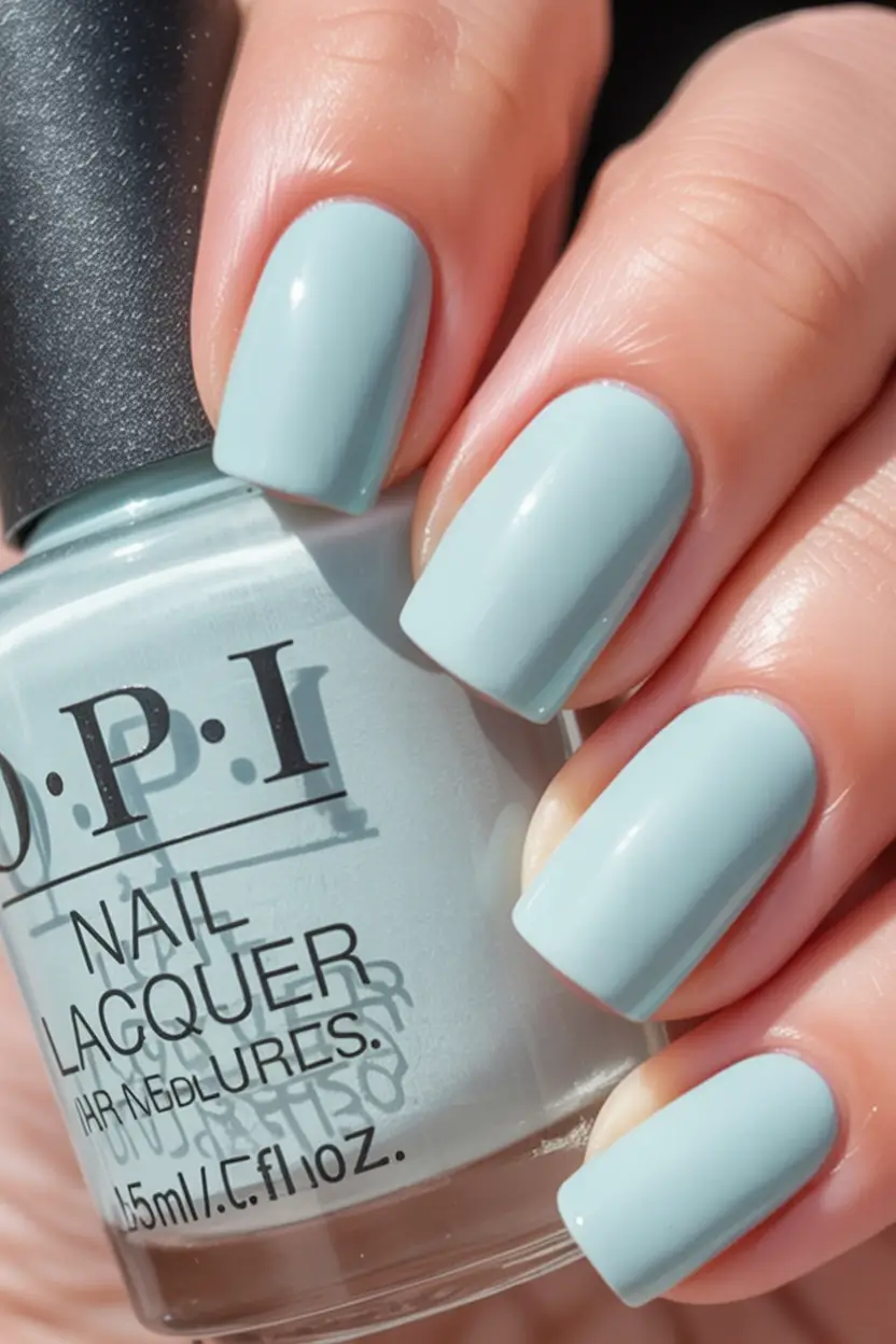 easter nails color ideas 2026 Muted Blue Minimalism for a Calm Spring Look