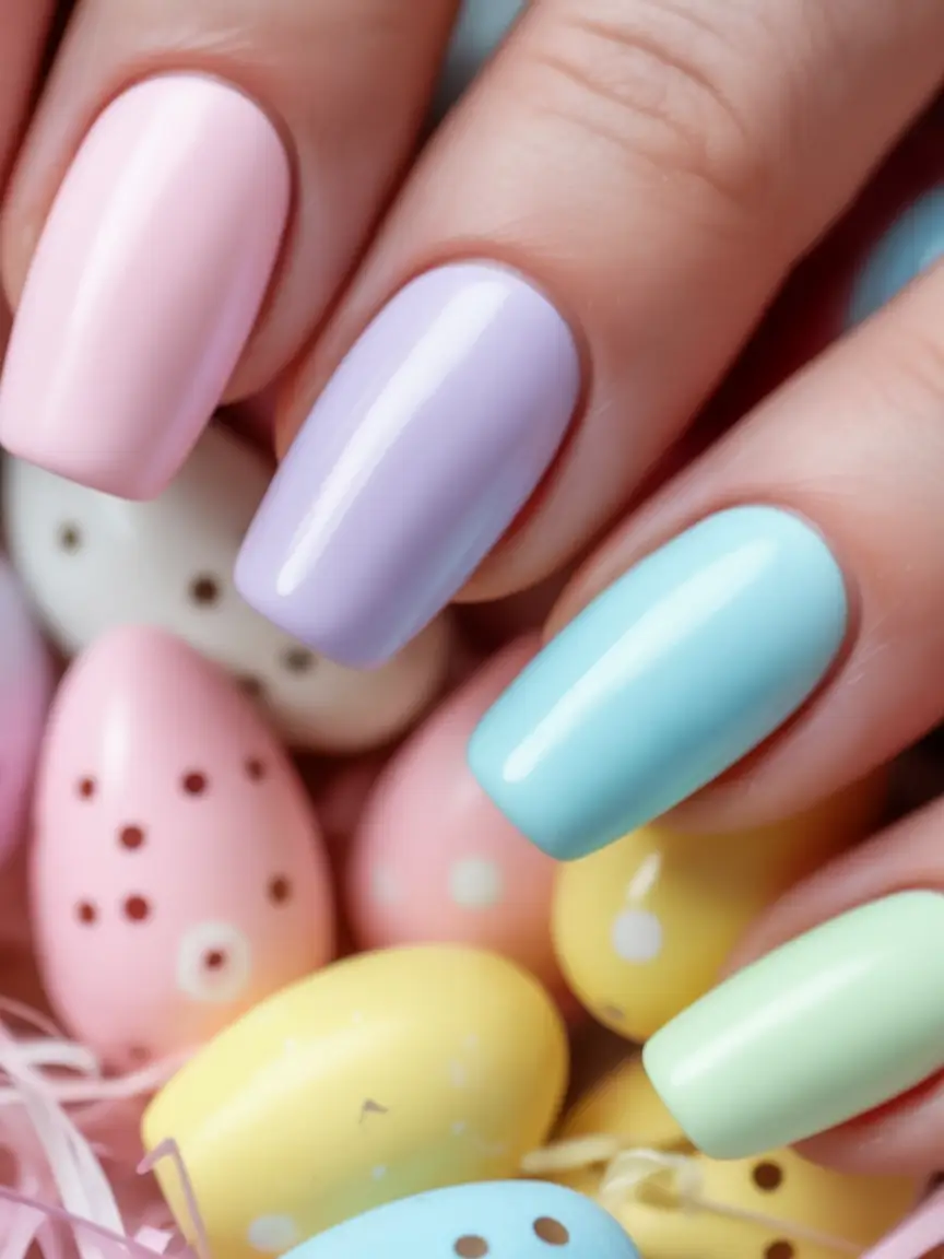 easter nails color ideas 2026 Soft Easter Candy Pastels with a Playful Spring Palette