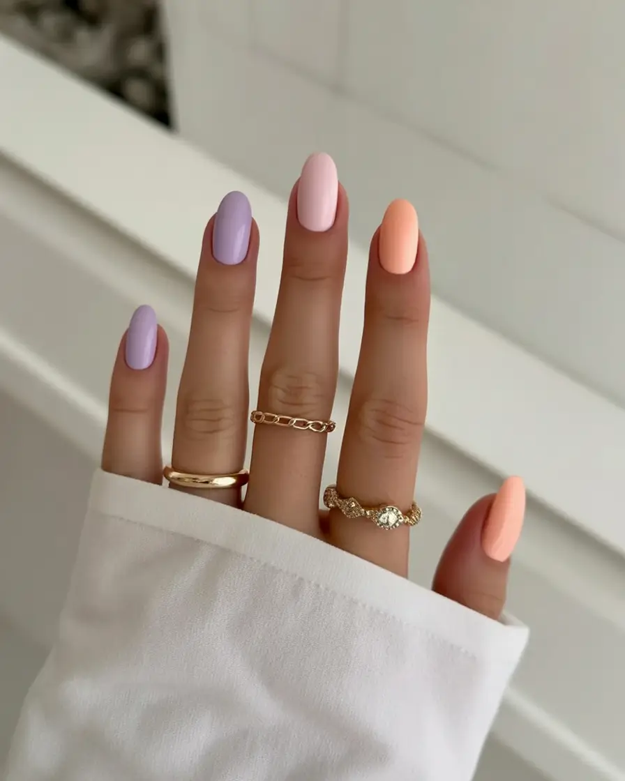 easter nails ideas 2026 Minimalist Pastel Color Block Nails