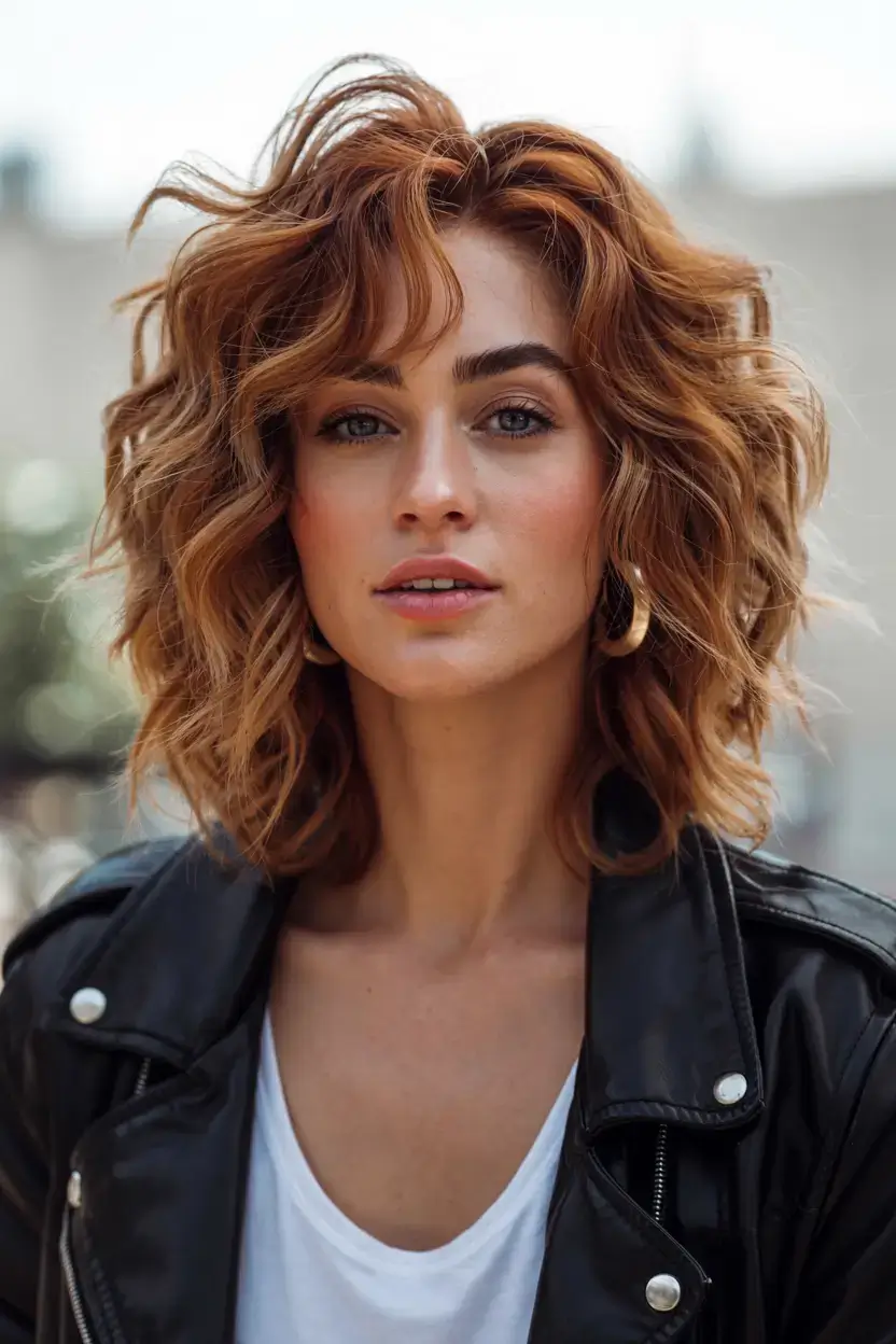 elegant spring natural hairstyle for 2026 curly shag with texture
