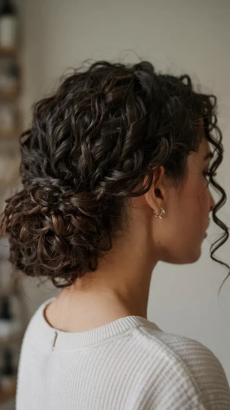 elegant spring natural hairstyle for 2026 textured curly chignon