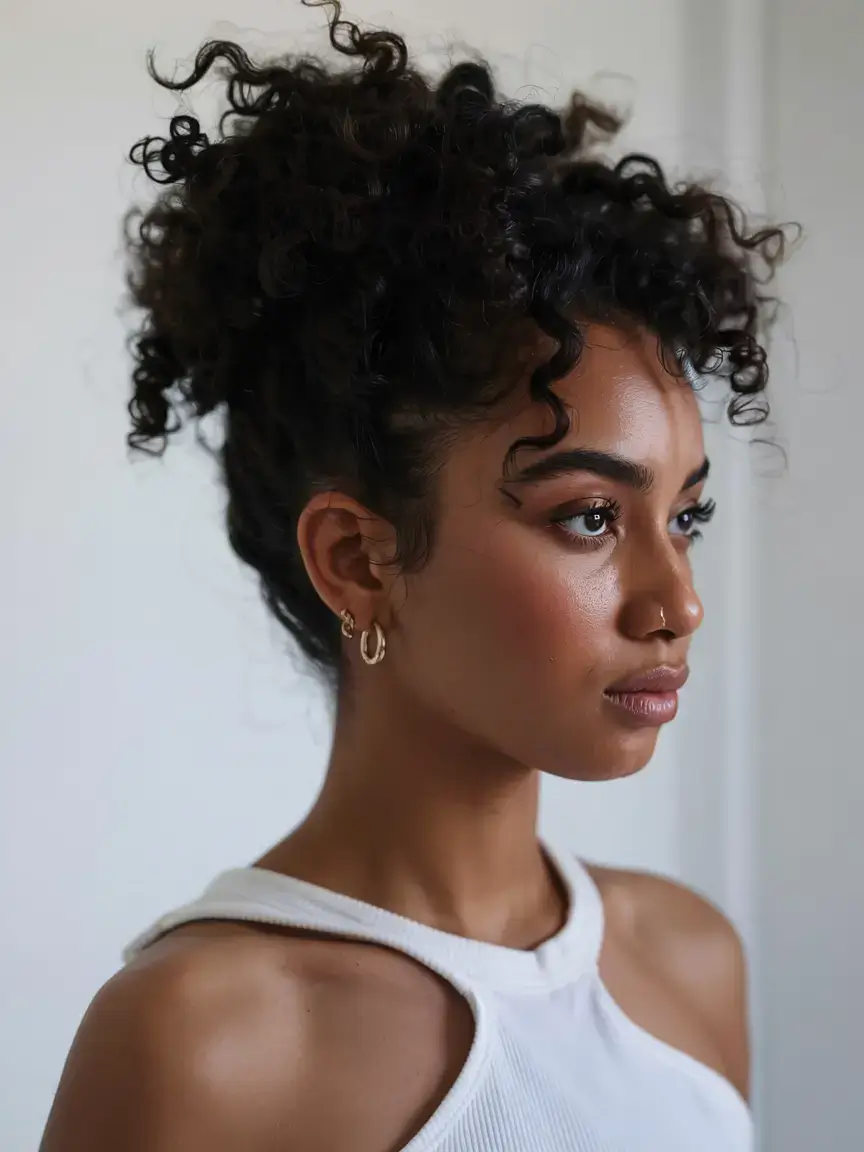 elegant spring natural hairstyle for 2026 high curly updo