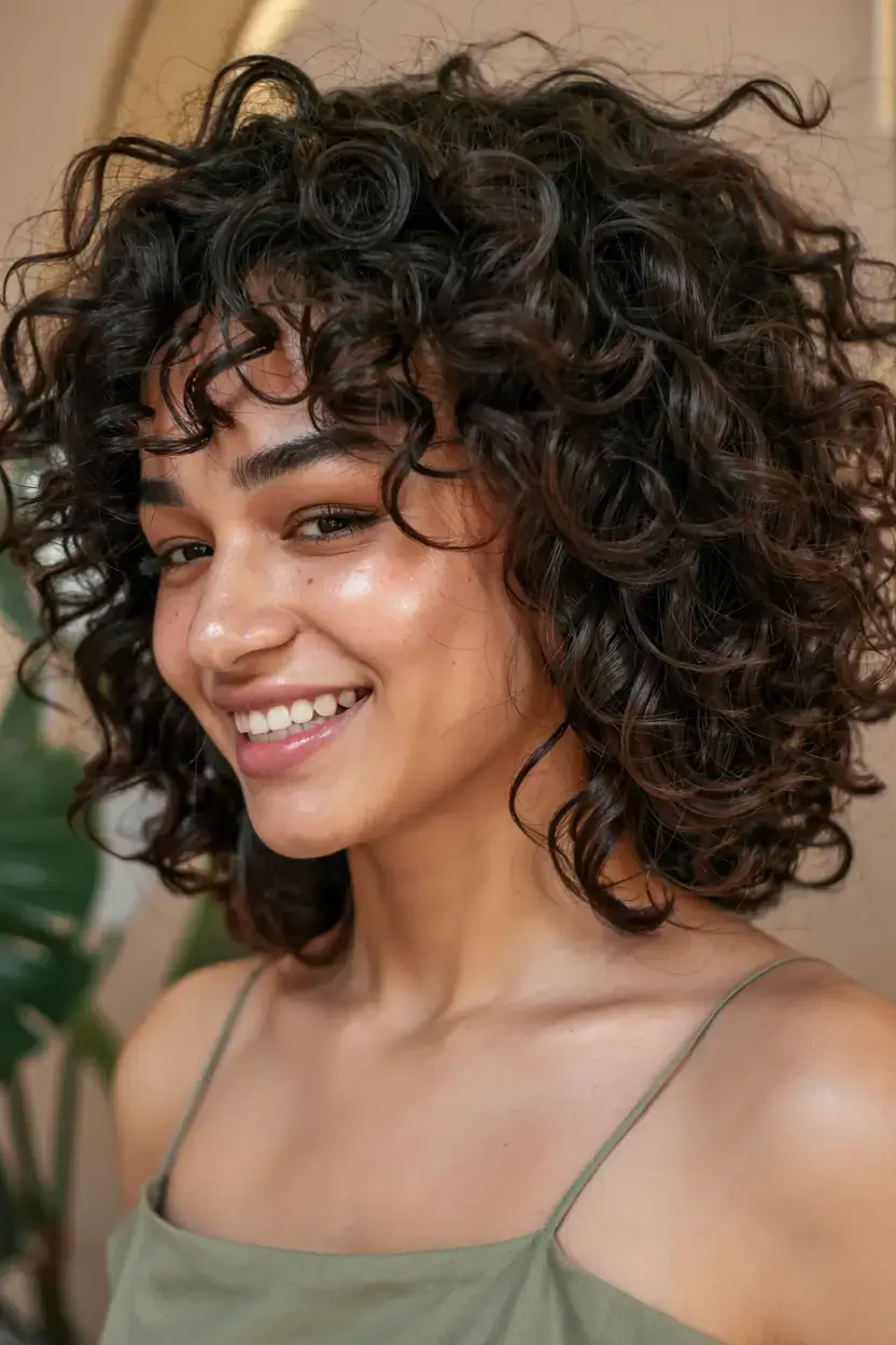elegant spring natural hairstyle for 2026 voluminous curly shag