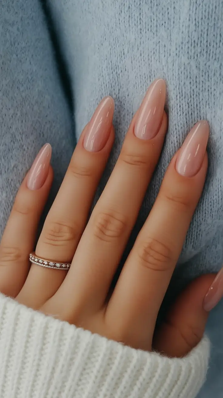 glam spring ballerina nails 2026 Elegant Nude Almond-Ballerina Hybrid Nails