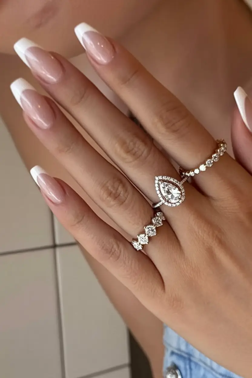 glam spring ballerina nails 2026 Elegant White French Ballerina Nails