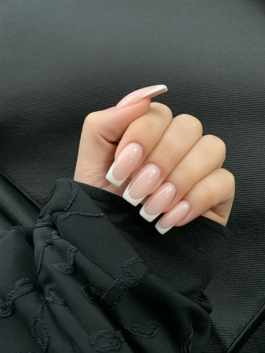 glam spring ballerina nails 2026 Clean Nude French Ballerina Nails with Glossy Finish