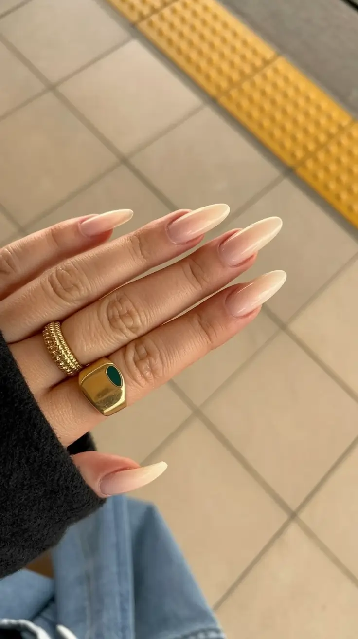 glam spring ballerina nails 2026 Soft Nude Ombre Ballerina Nails