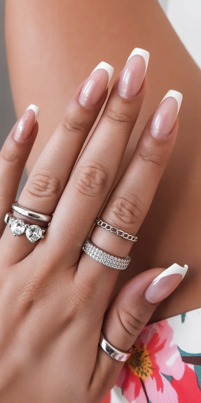 glam spring ballerina nails 2026 Classic Glossy French Ballerina Nails