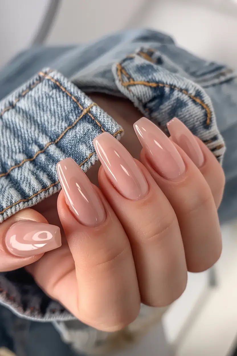 glam spring ballerina nails 2026 Natural Milky Nude Ballerina Nails