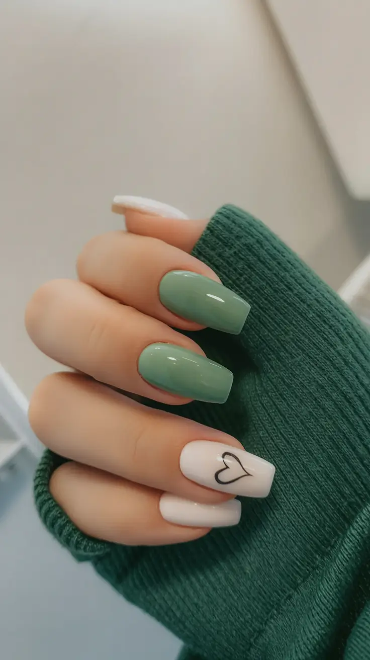 glam spring ballerina nails 2026 Fresh Sage and Ivory Spring Ballerina Nails