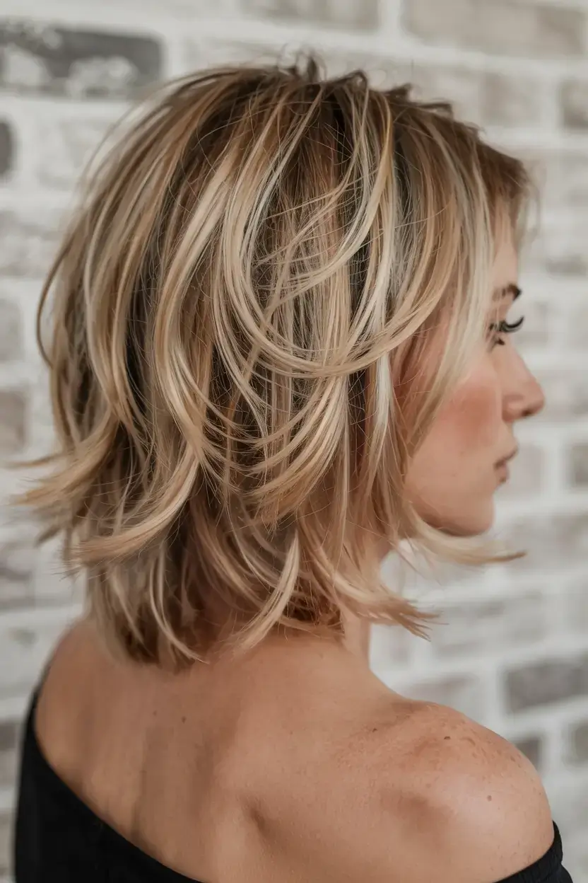 gorgeous spring shag hairstyle 2026 Bright Blonde Layered Shag with Feathered Ends