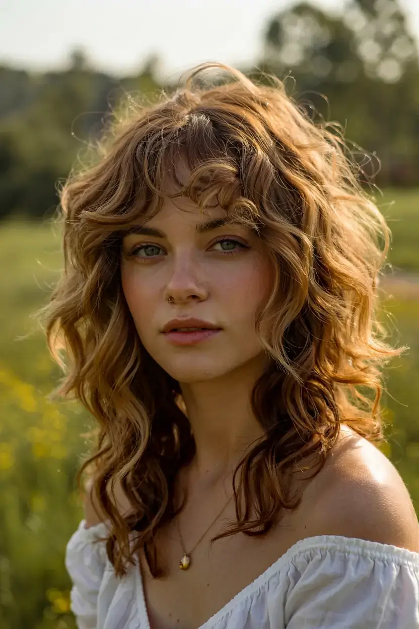 gorgeous spring shag hairstyle 2026 Curly Romantic Shag with Natural Volume